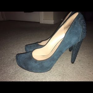 Nine West Size 11 Teal Pumps with Beaded Heel